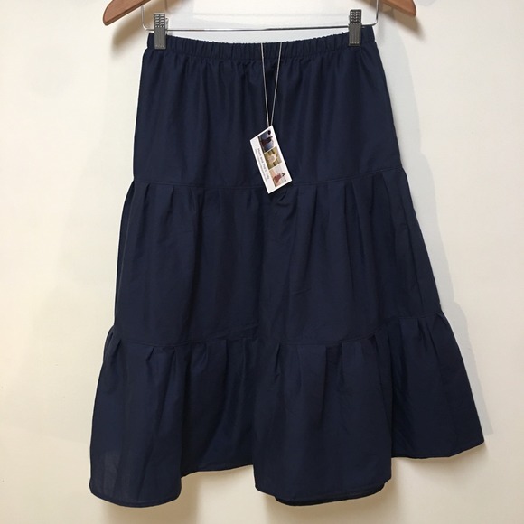 Mom and Pop's Kids Other - Skirt ORGANIC Girls 14/16 Midi Navy Blue Ruffle Tiered Cotton Mom and Pop's Kids